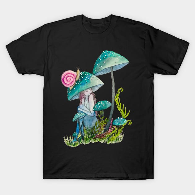 Mushroom girl T-Shirt by Free Heart Art
